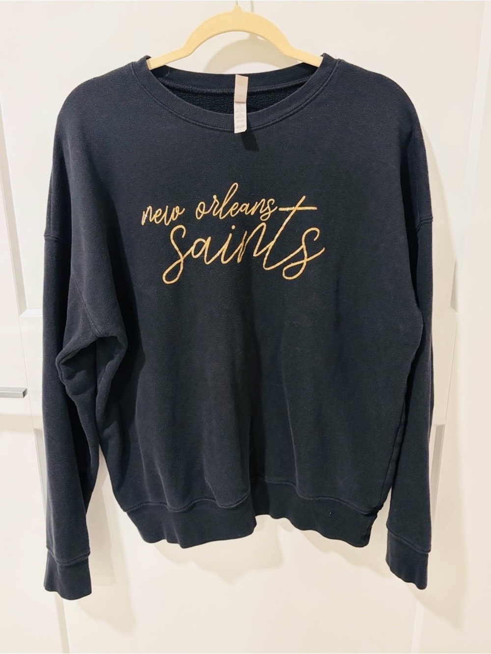 New Orleans Saints Sparkly Gold Crewneck Sweatshirt Black NFL Football
